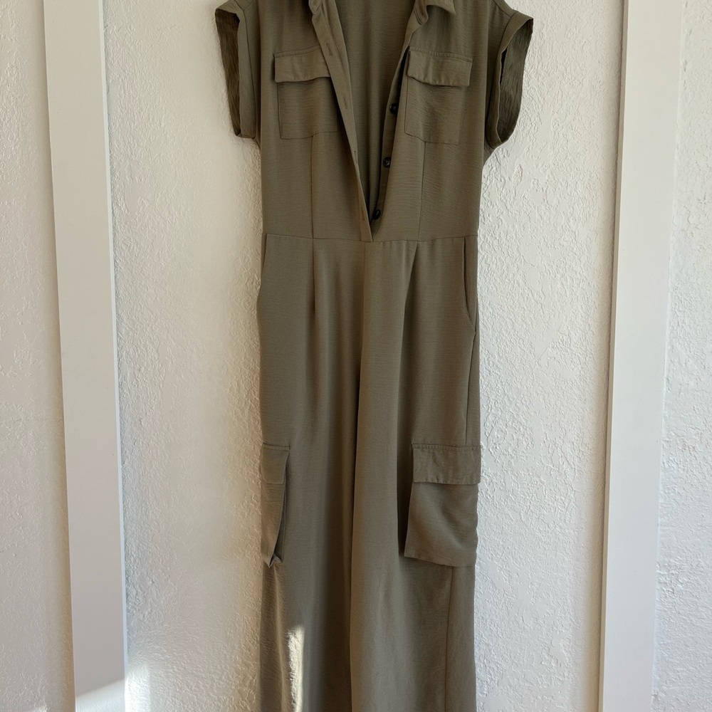 Olive Green Jumpsuit with Pockets
